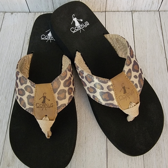 SUMMER SALE!! CORKYS- LEOPARD FLIP FLOPS - Picture 2 of 5